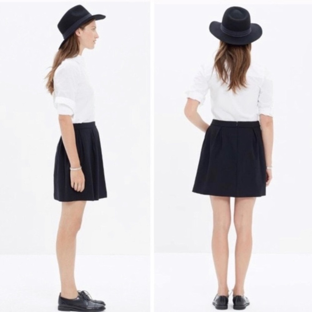 Madewell Bistro Pleated Black Mini Skirt B5459 - Picture 4 of 15